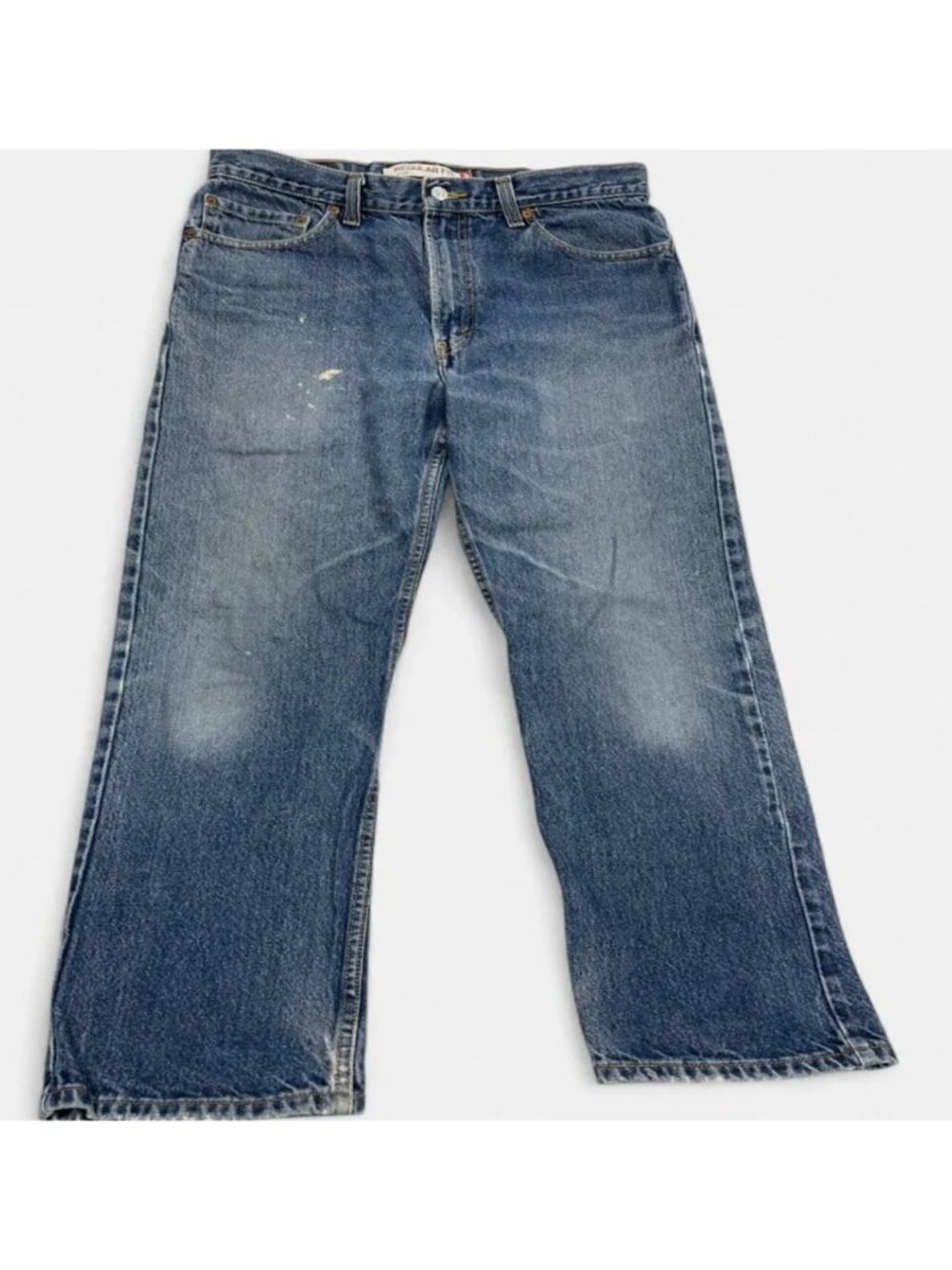 Levi's 505 Men's Blue Denim Jeans Regular Straight Distressed Vintage Fits 34x29